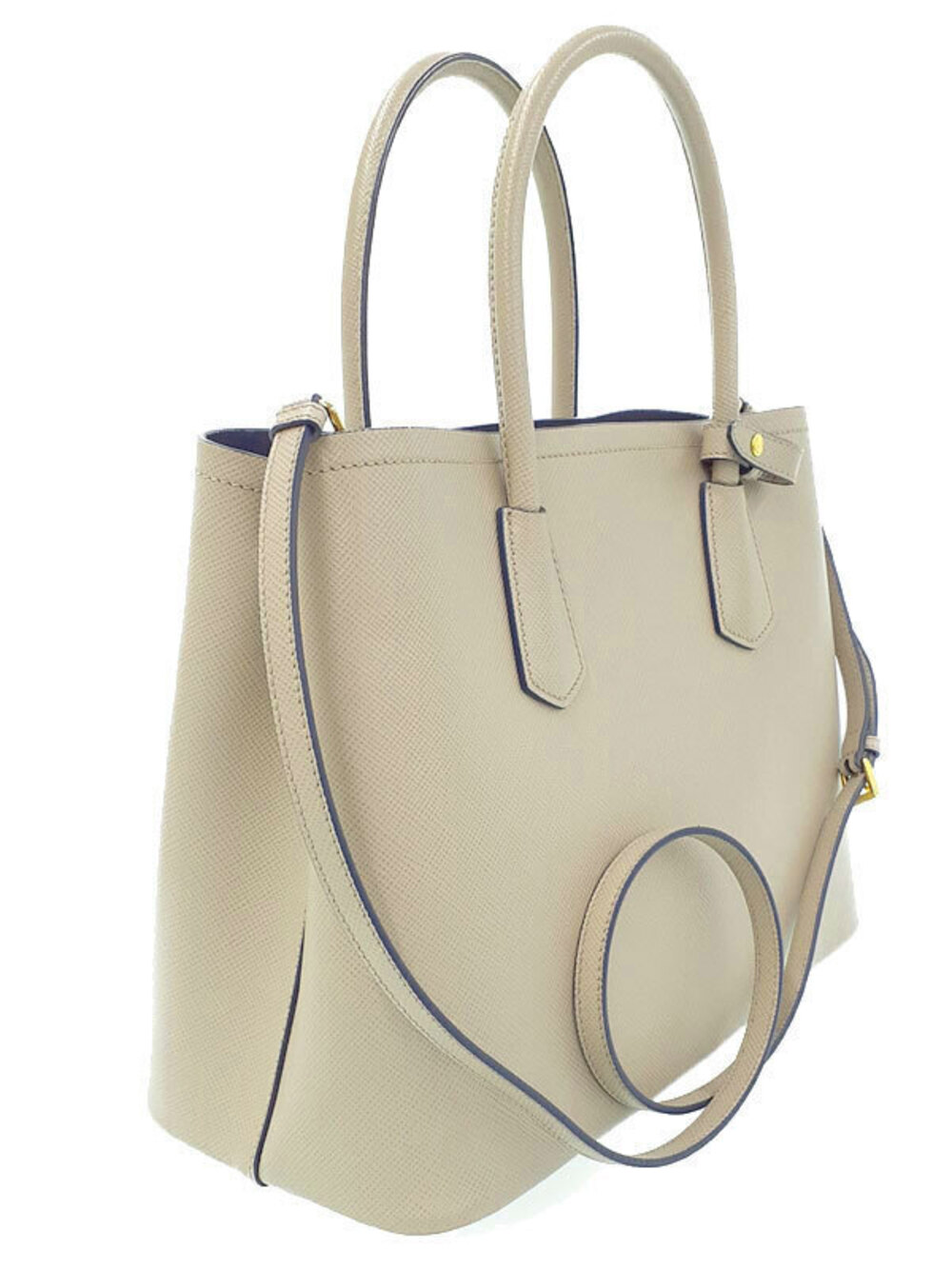 Prada Bag Shoulder Beige 2way Leather Cream Double Saffiano Cuir